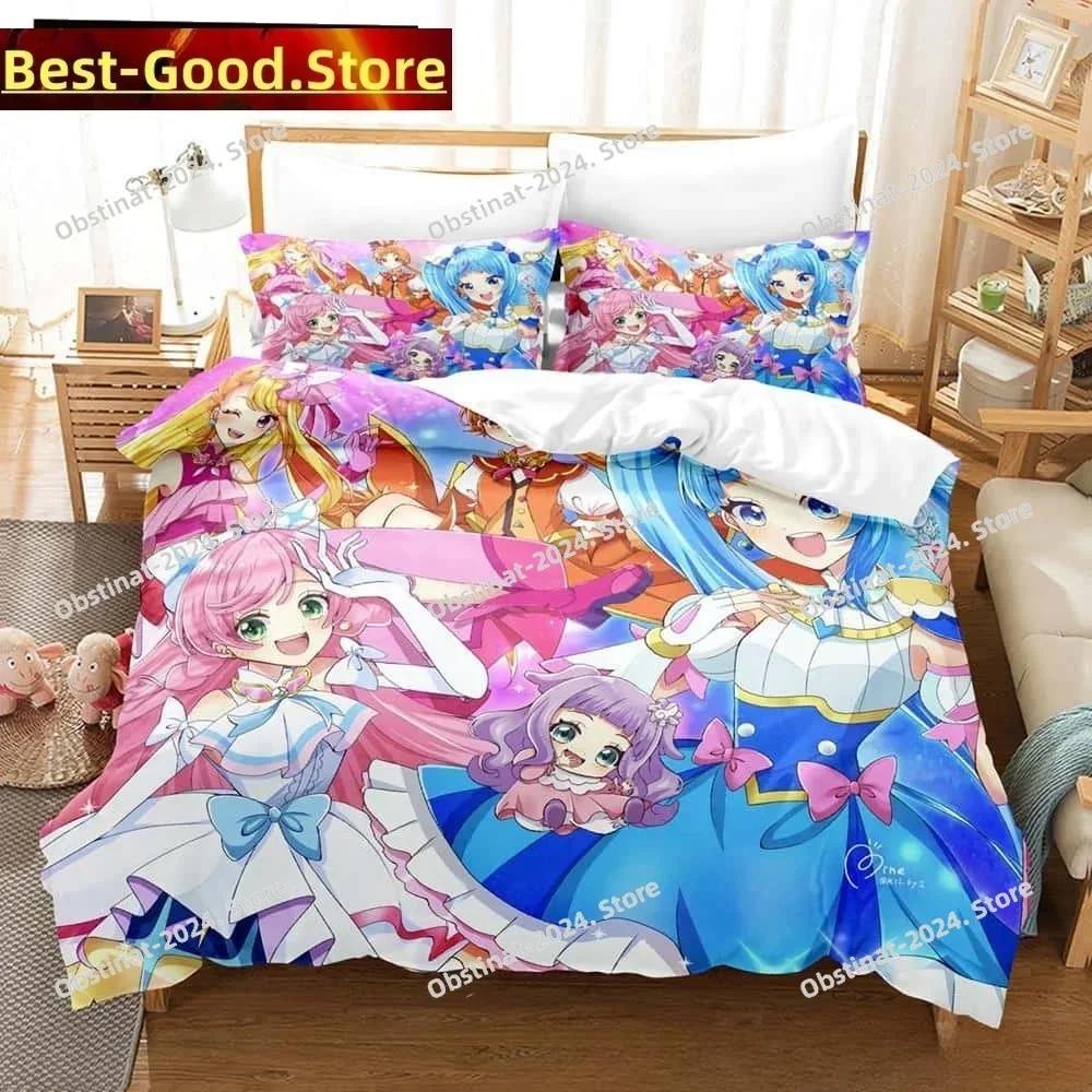 3D Kawaii Anime Hirogaru Sky! Pretty Cure Printed Bed Set Duvet Cover Pillowcase Bedding Set Linen Sheet Quilt Cover Full Size