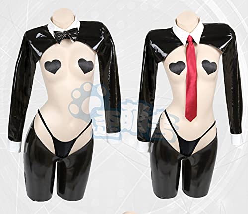 Princess Outfit: Rebel Rabbit PU Leather Bunny Girl Costume, See-Through, Open-Chested, Sensual, Ultra-Sexy, Seductive, Cosplay Costume, Size L+