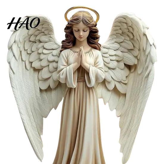 Home Decor Nativity Sign 2D Acrylic Jesus Ornament Angel Wing Table with Base Office Desktop Bookshelf Religious Christmas Decoration Multifunctional