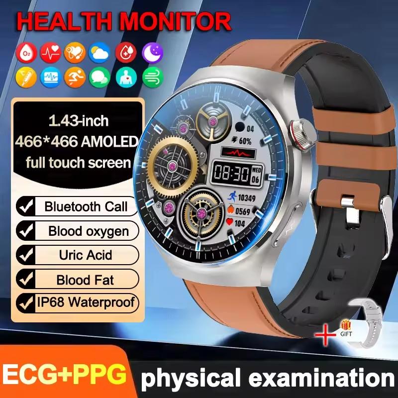 2026 Nuovo Preciso Lipidi Sanguigni Schermo AMOLED da 1,43" Smartwatch per la Salute ECG Acido Urico Pressione Sanguigna Chiamata Bluetooth Smartwatch Compatibile Android/iOS