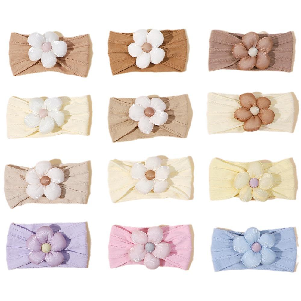 Europäisches & Amerikanisches Baby-Blumen-Stirnband - Einfarbig, Baumwollgefüllt, Fontanellschutz, Breites Band für Säuglinge.