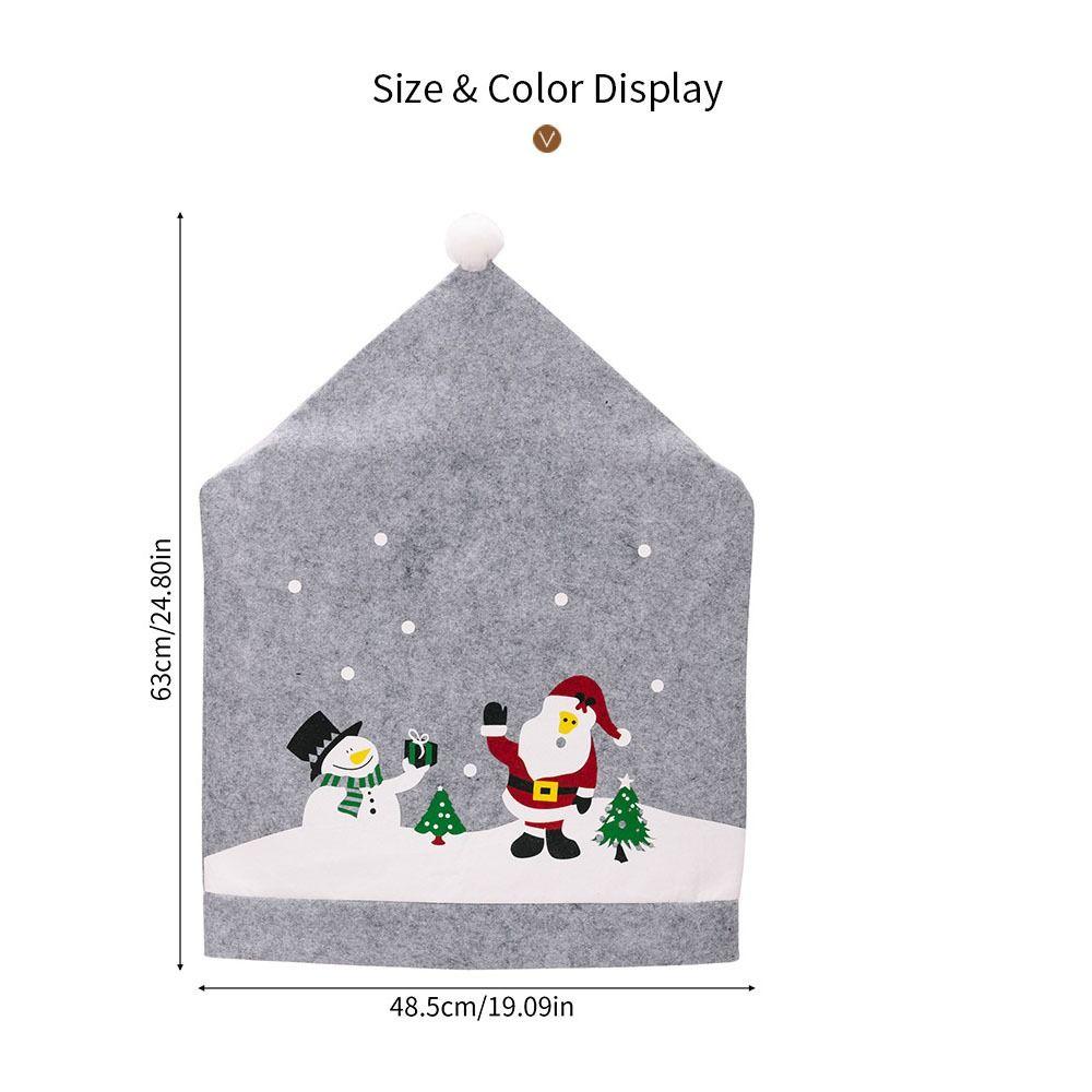 Non-woven Christmas Hat Chair Cover Santa Claus Snowman Grey Xmas Dinner Chair Seat Cover Santa Hat Cover