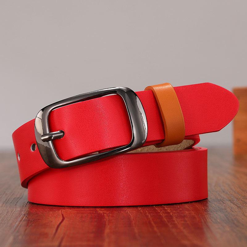 Damen Weißes Echtleder Dünner Taillengürtel - Modisch & Vielseitig für Jeans