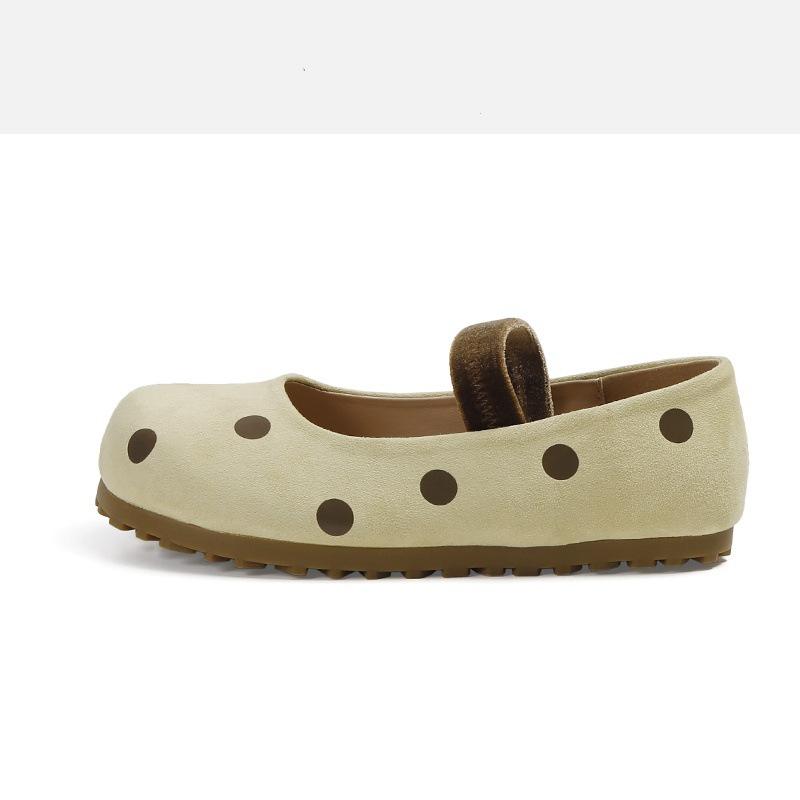 Miyou Flat-bottomed Mary Jane Shoes Women's 2025 Spring and Autumn New Cute Puffs, Ugly Cute Shoes, Shallow Mouth Ballet Shoes