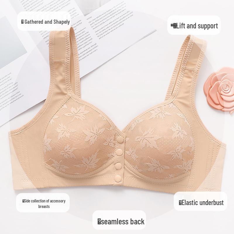 Women's Soft Cotton Front Buckle Wireless Vest Bra - Plus Size, Breathable, Comfortable, Thin Cup, Floral