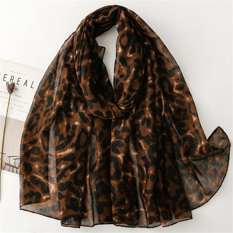 Fashion Luxury Leopard Print Ladies Women Scarf Cotton Linen Shawl Female Tassel Four Seasons Muslim Hijab Wrap 90*180cm