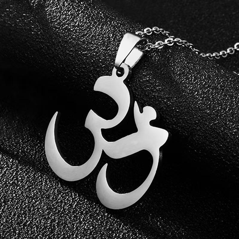 Silver OM Buddha Element Necklace: Stainless Steel Yoga Protection Jewelry for Women