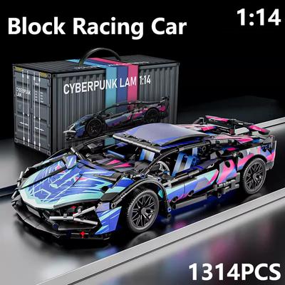 2024 Neue technische Bausteine Cyberpunk 1314PCS 1:10 Rennwagen statisches Modell oder Fernbedienung elektrische RC Auto DIY Party Spielzeug für Jungen