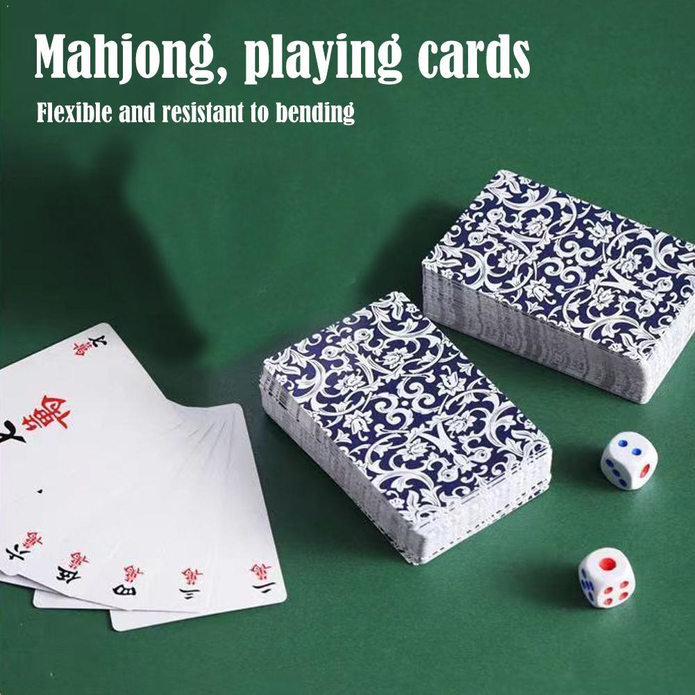 144 Cards Mahjong Set With 2 Dice Traditional Chinese Game Portable Travel Playing Cards For Family Party Home Gathering