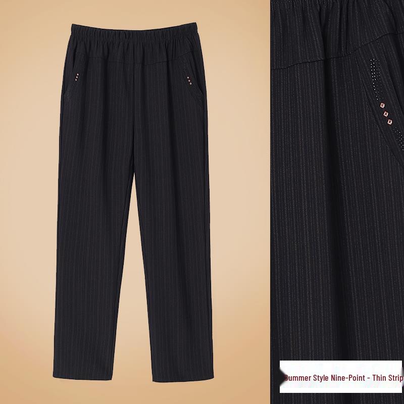 Women's Plus Size Warm Fleece-Lined Straight-Leg Pants for Autumn and Winter