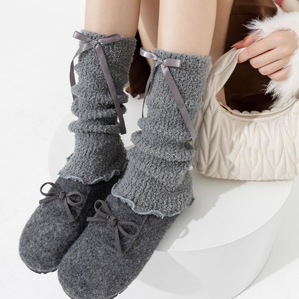 Lolita Socks High Elastic Knee High Leg Sleeves Plush Leg Warmers Skin-Friendly Long Calf Warmers For Daily Wear Fashion Dance
