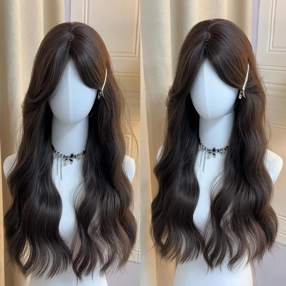 Synthetic Red Ombre Black Color Lolita Long Straight Wigs With Bangs Daily Party Cosplay Wig For Women