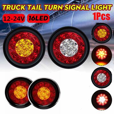 Luci posteriori rotonde da 4" rosse/ambra a 16 LED per rimorchio di camion, stop, frecce