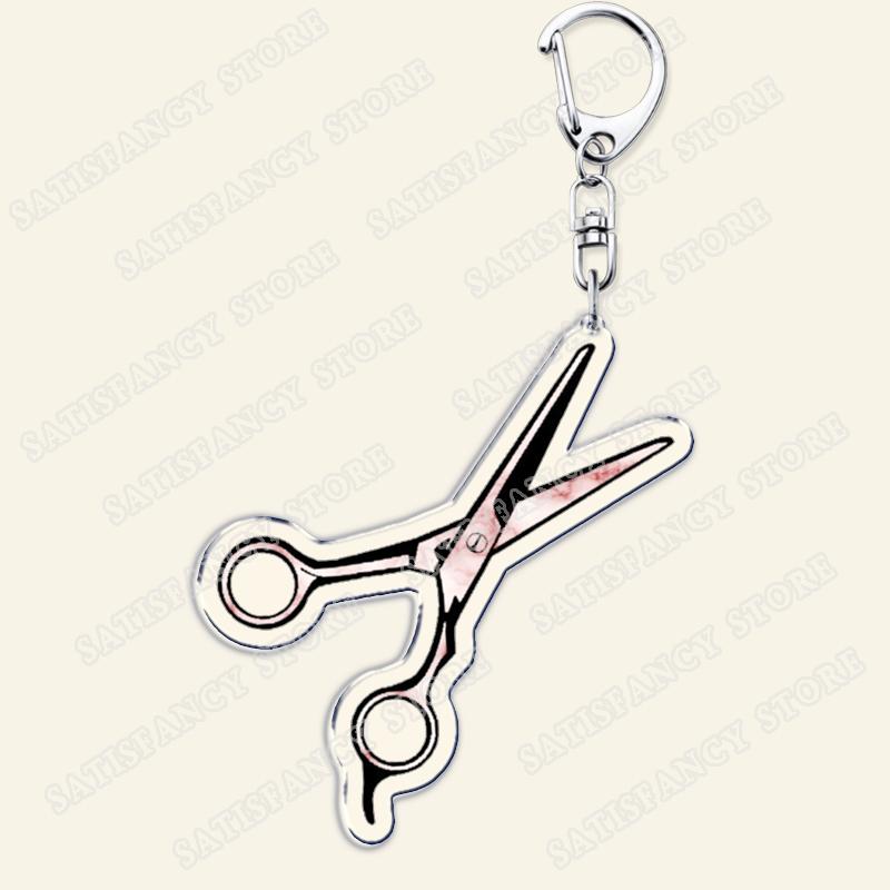 Barber Shop Keychains for Accessories Bag Barbershop Scissors Hairdresser Beard Hairstylist Keyrings Jewelry Friends Fans Gifts