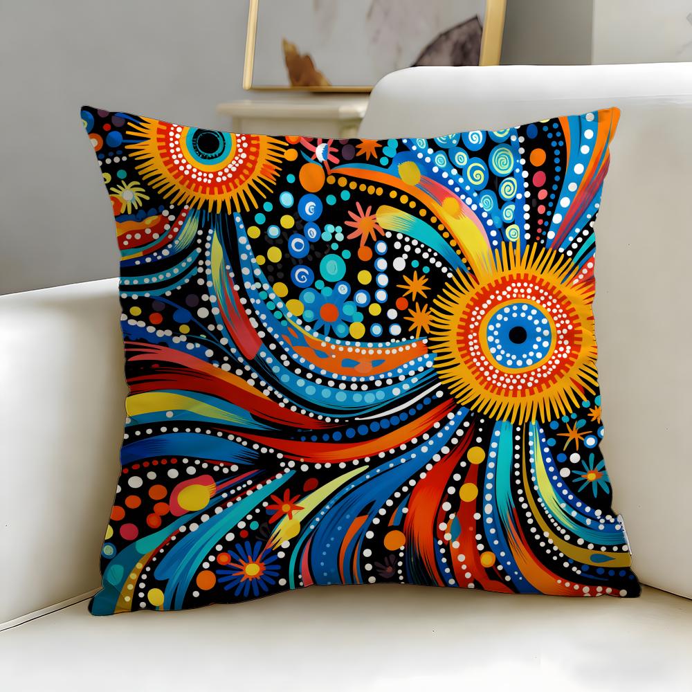 Pattern Colorful Pattern Cushion Cover Soft  EasyWash Pillow Case  Versatile for Couch Bed Travel and Office