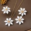 A Set of Women's Jewelry: Dopamine-Colored Three-Dimensional Flower Earrings, Necklace, and Ring Set, Suitable for Daily Wear and Vacation