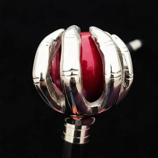 Nautical Walking Cane  Chrome Hand, Red Ball Style