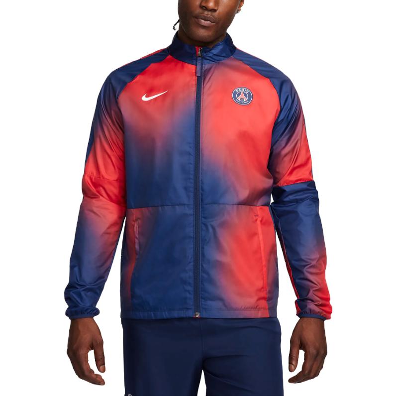 Nike Jachetă Camuflaj Largă cu Guler Înalt Mânecă Scurtă Jachete Bărbați Albastru DV4717-410