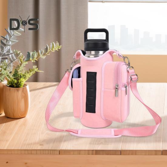 Borsa Magnetica per Bottiglia d'Acqua per Palestra Borsa per Bollitore con Scomparto Bifacciale Cinghia Regolabile Borsa a Tracolla per Articoli da Fitness