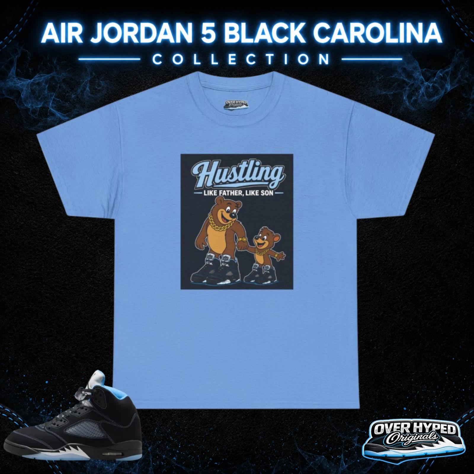 T-Shirt To Match Retro 5 Black Carolina Shoes -LIKE FATHER LIKE SON Sneaker Tee L