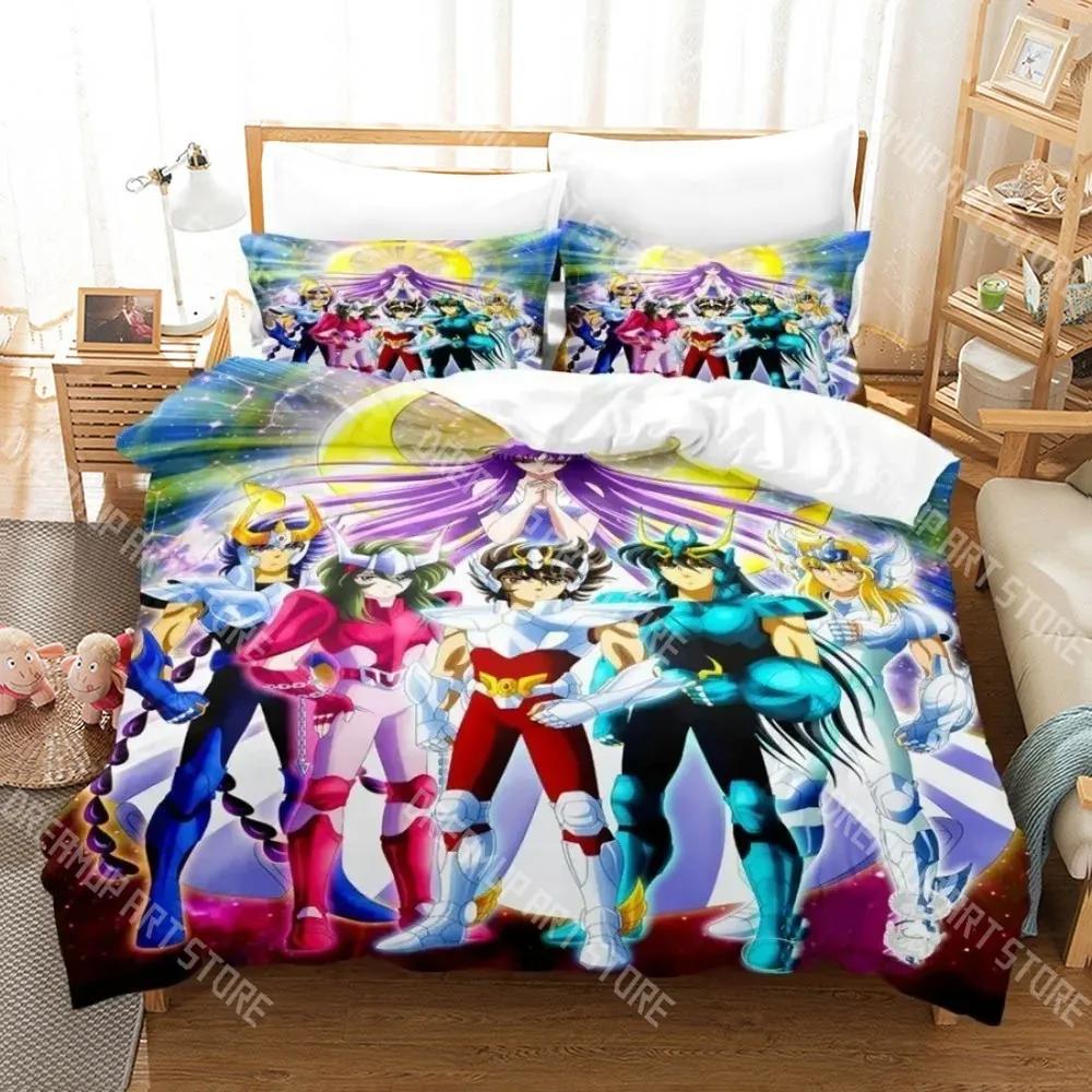 3D Print Fashion Anime Saint Seiya Bedding Set Boys Girls Twin Queen Full Size Duvet Cover Pillowcase Bed Adult Bedroom