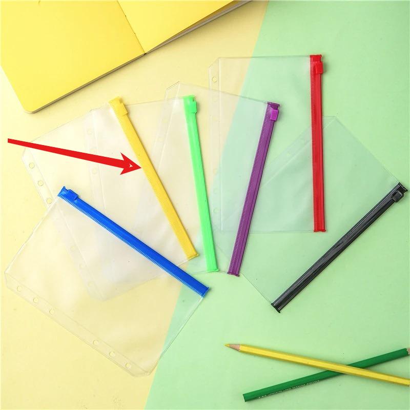 10pcs/lot A6 6-Hole Binder Pockets Cash Budget Envelopes Zipper Binder Pouches for Notebook Planner Journey Binders
