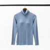 Women's Modal Padded High Neck Long Sleeve T-Shirt with Integrated No Underwire Bra Cup Pajama Base Layer