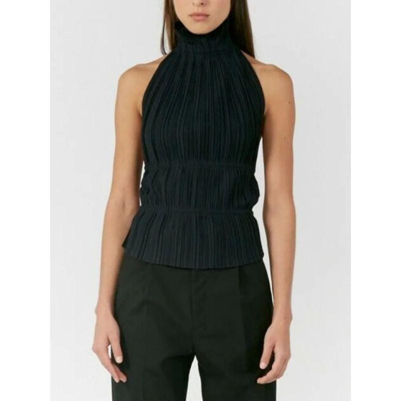 Sleeveless Lace-up Sleeveless Vest with High Neck Sexy Backless Lace Up