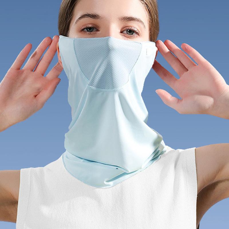 Women Ice Silk Sunscreen Shawl UV Protection Face Cover For Outdoor Riding