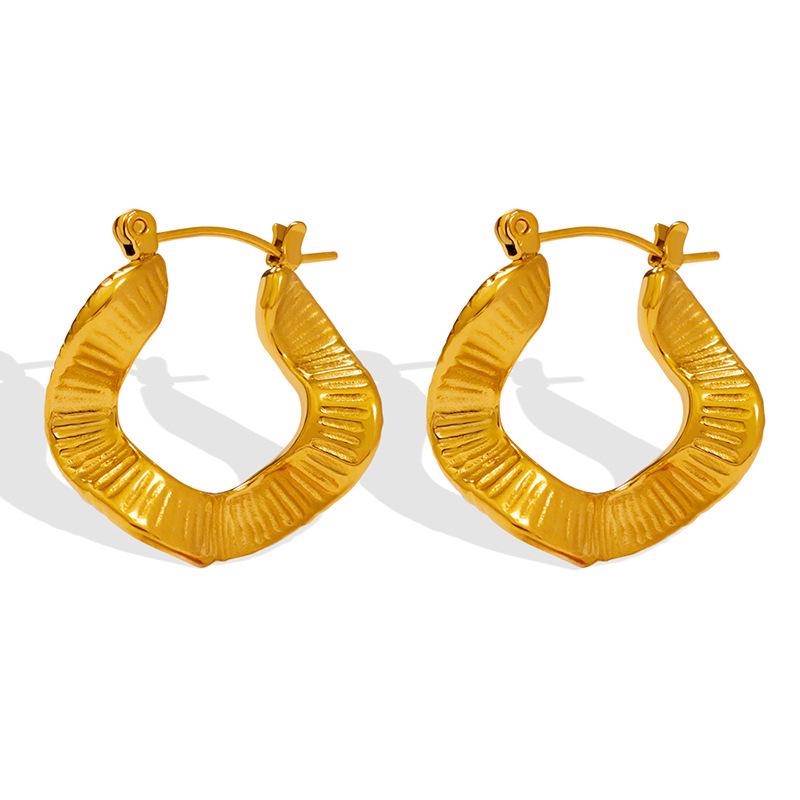18K Gold Plated Titanium Steel Wave Hoop Earrings