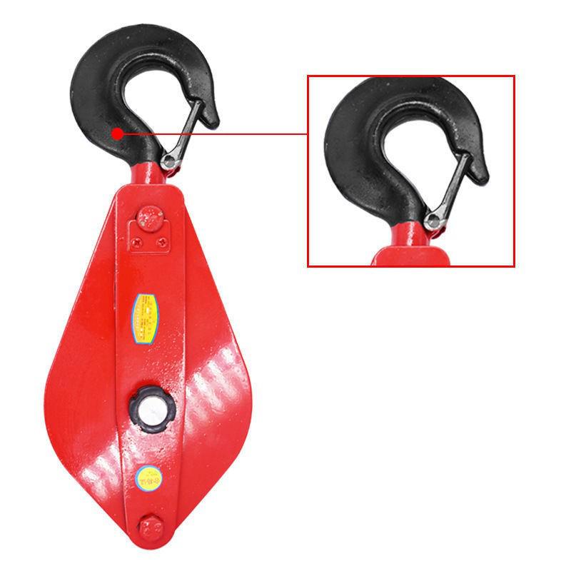 Heavy-Duty Lifting Pulley Block with Bearings and Hook for Manual Hoisting