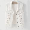 Damen Frühlings Schlank Vintage Übergröße Jeansweste Kurz Lässig Ärmellos Jacke Weste Oberbekleidung Tops