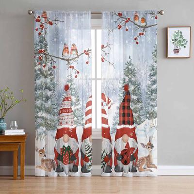 Jul Vinter Dvärg Gardiner För Vardagsrum Sovrum Heminredning Fönster Voile Tyll Gardin Draperier