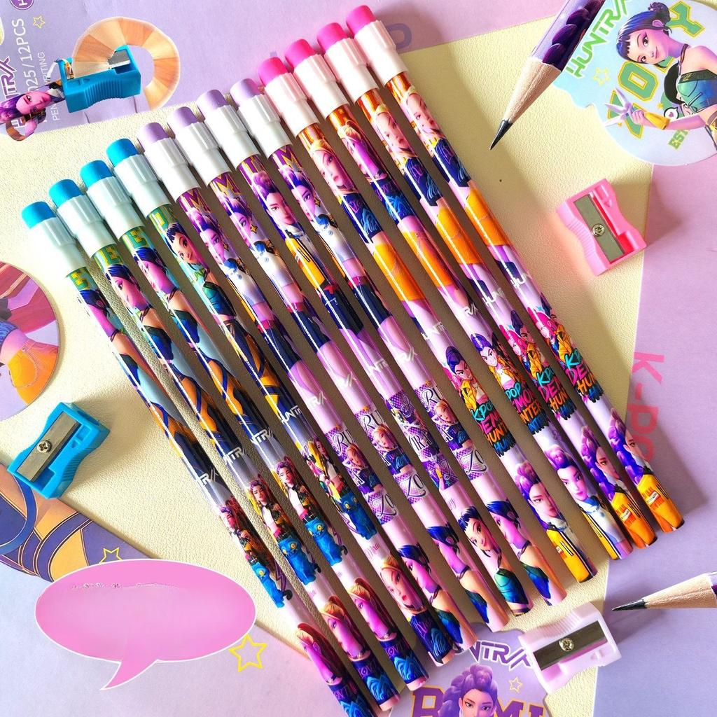 Cute Witch Girl Set of Pencils - Children's High-Quality Appearance Level HB Cartoon Pencil Set - for Students Only