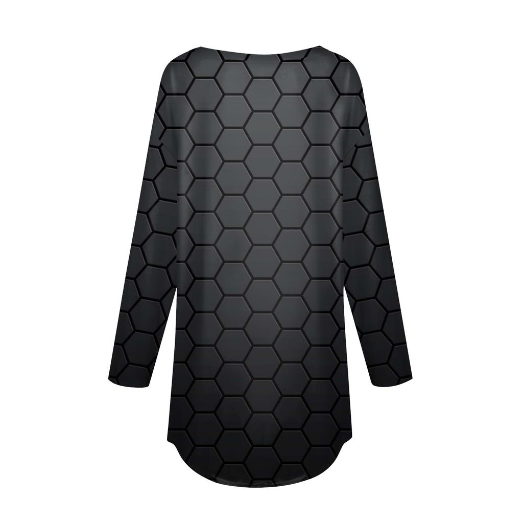 Modisches, lässiges, langärmliges Oberteil mit Rundhalsausschnitt und Aufdruck für Damen