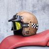 Retro Motorcycle Helmet PU Leather Open 3/4 Chopper Bicycle Helmet CapacetDOT Certification