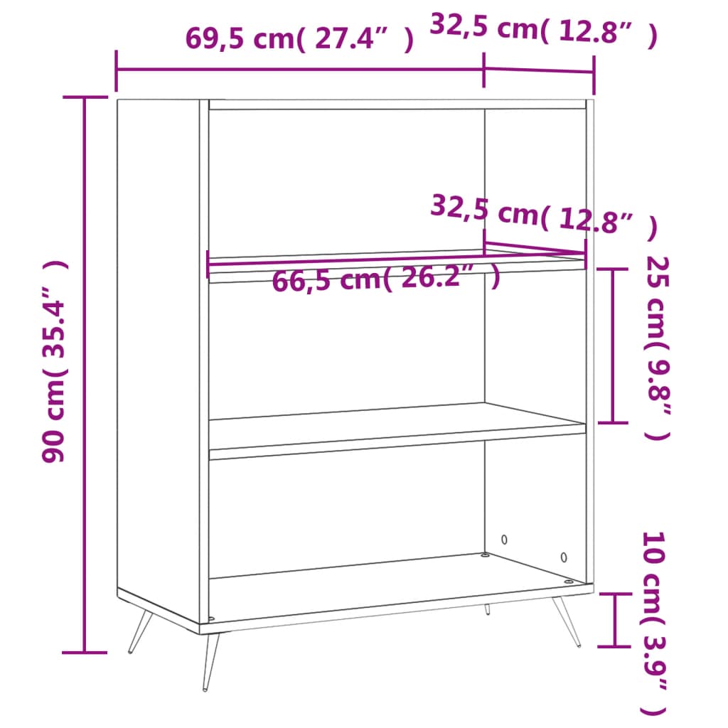 Bookshelf Concrete Grey 69.5 x 32.5 x 90 cm Particleboard