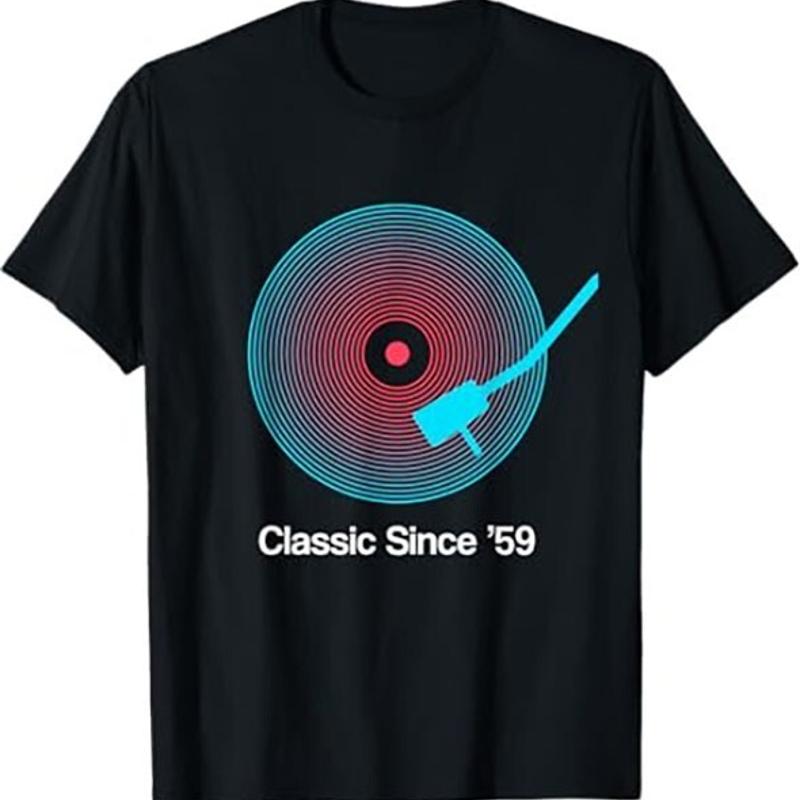 Vinyl Record Design T Shirt Classic Record Player Shirt S разноцветный
