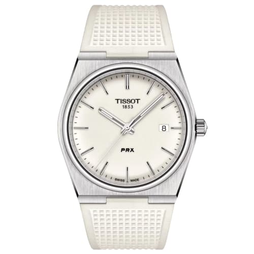 Tissot PRX Men's Watch with Rubber Strap and White Dial, Officially Imported, Model T1374101701100