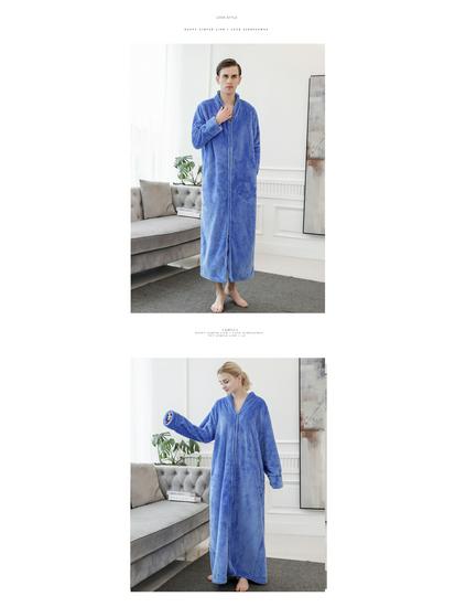 Flanell-Bademantel für Paare: Verdicktes, Überlanges, Übergrößen-Nachthemd für Männer und Frauen