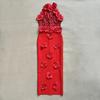 Cross-Border New Fashion 3D Floral Sequin Sleeveless Bodycon Evening Gown