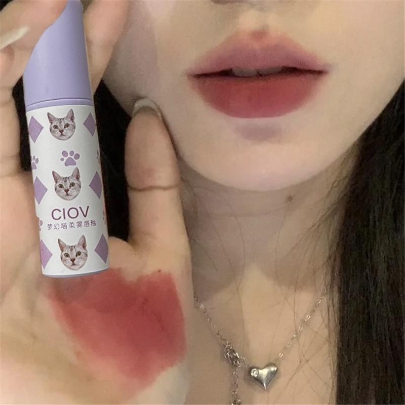

CIOV Фиолетовая трубка Для губ Грязь Матовая помада Антипригарная чашка Для губ Мягкая прочная водонепроницаемая красно-коричневая губа Оттенок Пигментный макияж