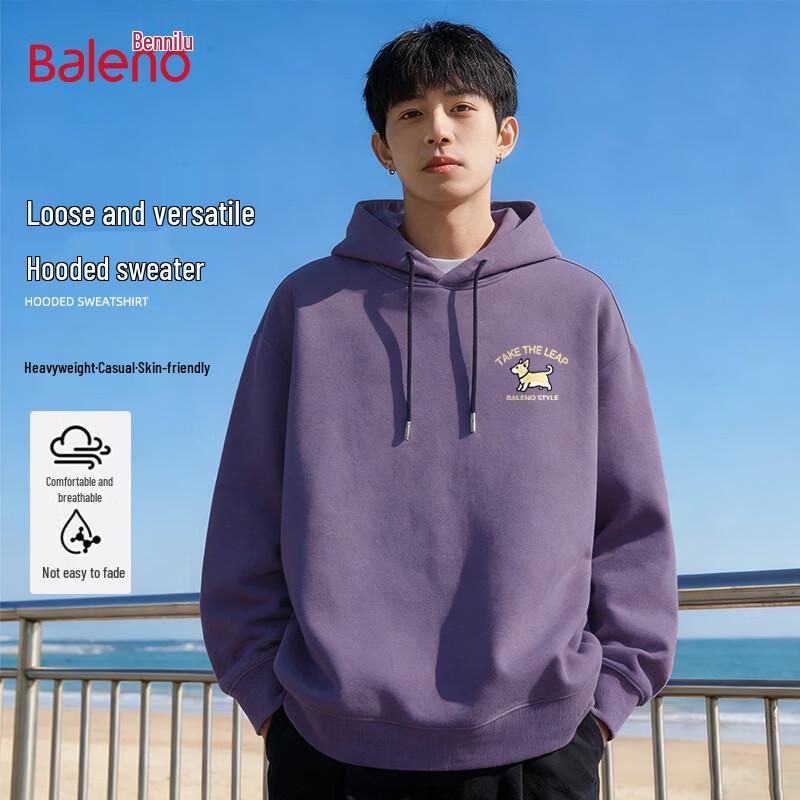 Baleno Men's Loose Fit Hooded Sweatshirt with Corgi Graphic