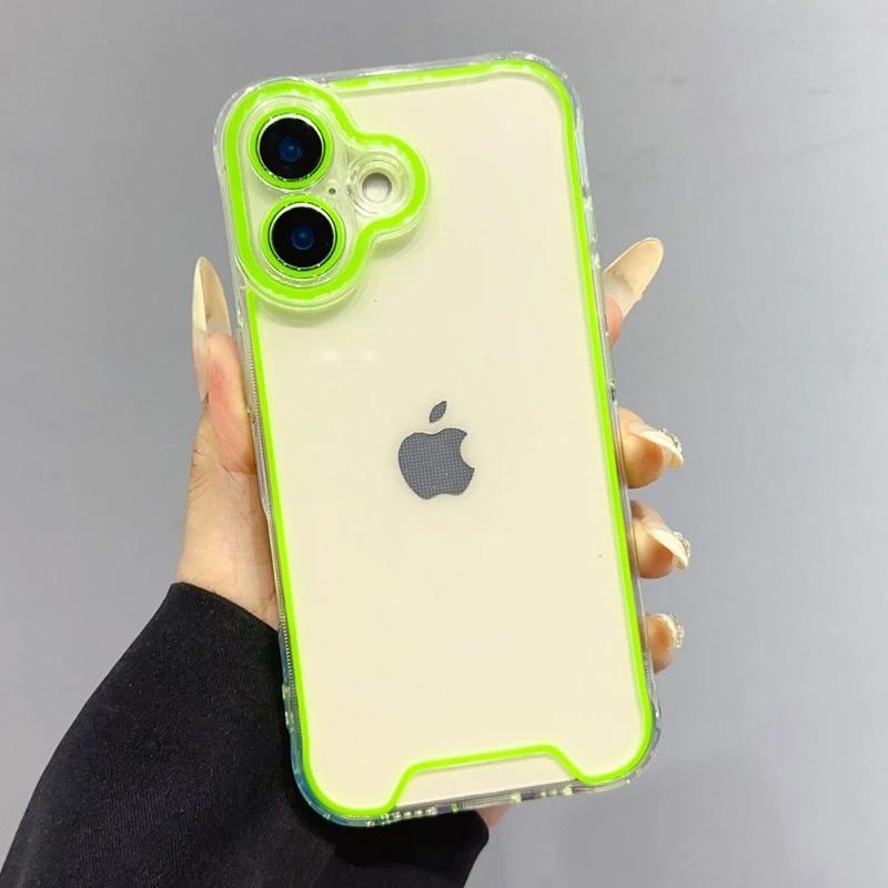 Luminous Neon Fluorescent Clear Phone Case For For Iphone 16 Pro Max 1 14 13 12 11 Plus Camera Protection Soft Shockproof Cover