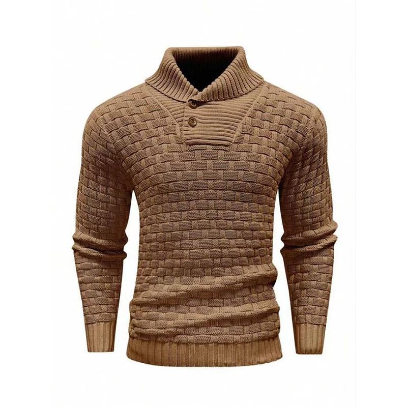 Men's Lapel Business Knitted Sweater Fashion Elastic Pullover Bottom Sweater