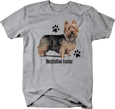 Cute Australian Terrier Dog Standing Up With Paw Prints Custom Unisex T-shirt