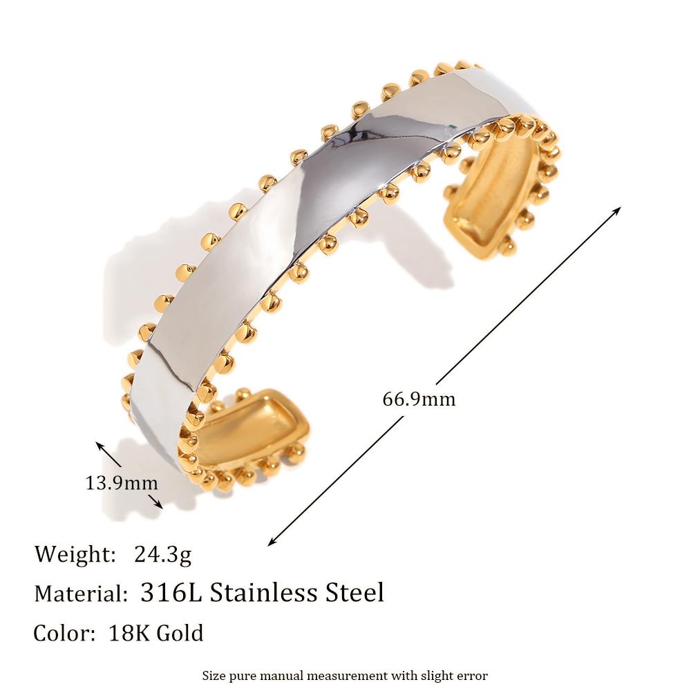 

MamacitaSlay Vintage Side Gold Plated Side Silver Color Bilateral beads Cuff bracelets trendy women s stainless steel jewelry