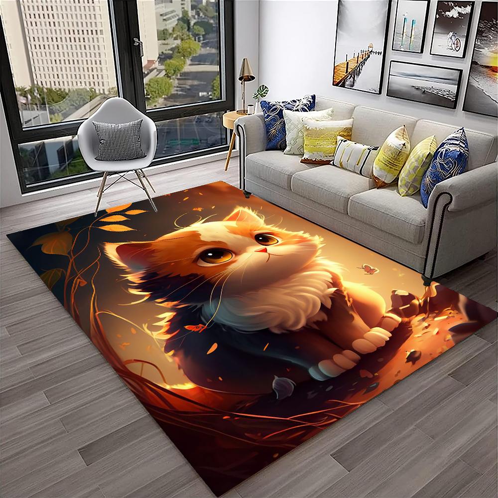 Schattige lapjeskat, Garfield-kat, Pers, Ragdoll Cartoon Tapijt Vloerkleed voor Huis Woonkamer Slaapkamer Bank Deurmat Decor, kind Antislip