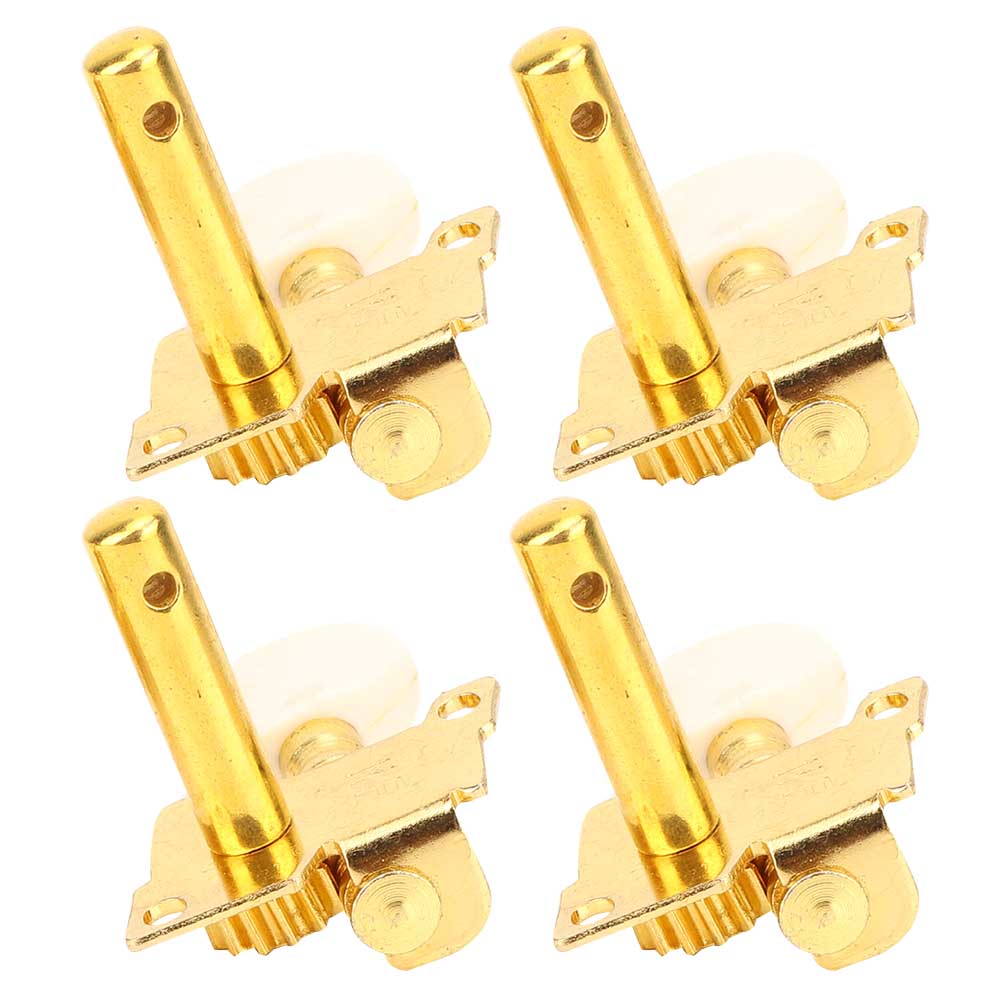 2L 2R Gold Ukulele String Tuning Pegs Locking Tuners With White Buttons