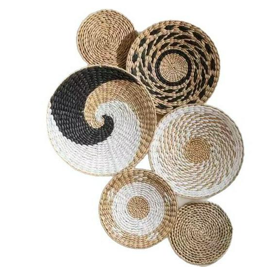Handmade Bohemian Woven Grass Wall Basket Set - Perfect for Living Room and B&B Entrance Decor